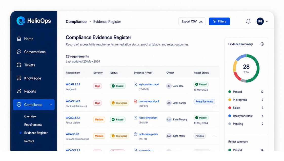 Compliance Evidence Register Rebuild